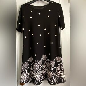 Casual MIDI Dot Print Loose Tunic Tank Dress, Size: Large